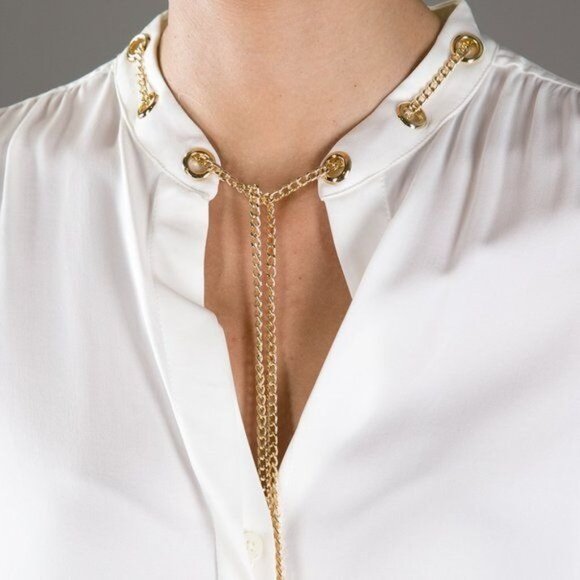 MK Michael Kors Michl Chain Tie Fuchsia Blouse - Picture 10 of 10